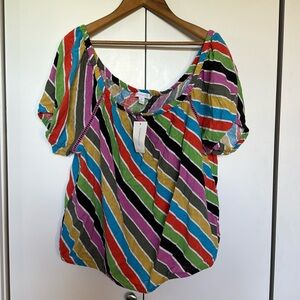 NWT | diagonal stripe off-the-shoulder blouse